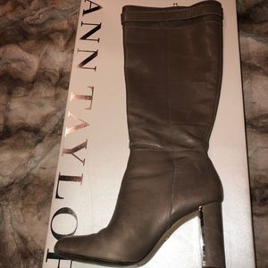 FINAL! Ann Taylor High Heel, Taupe Leather Boots
